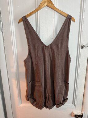 Free People High Roller Shortalls in Burgundy